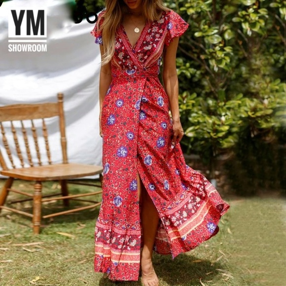 🔥1 Left🔥 Bohemian wrap dress - Picture 4 of 4